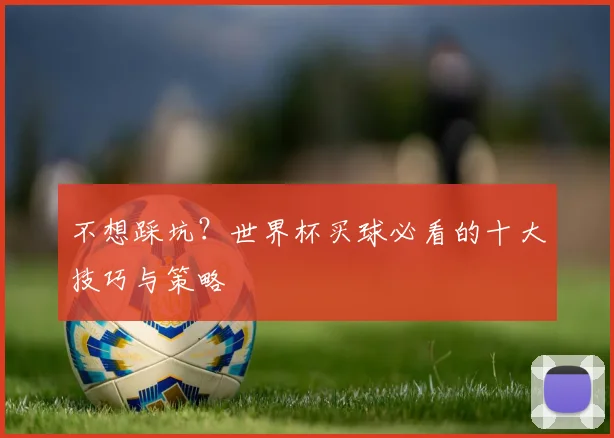不想踩坑?世界杯买球必看的十大技巧与策略